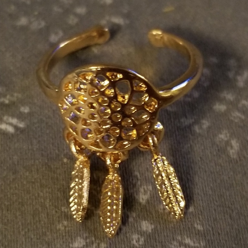 Gold Dream Catcher Knuckle or Pinkie Ring